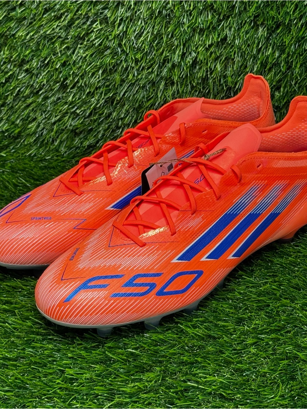Size 13 - Mens Adidas F50 Elite AG Soccer Cleats Beam Orange Blue - JH7637 - Picture 3 of 10